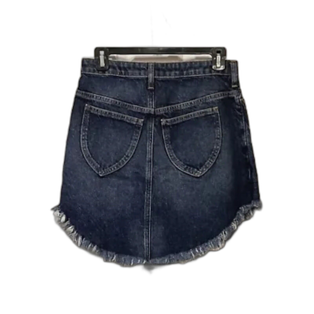 NEW Free People Maverick Fringe Denim Jean Skirt Womens 26 Blue Boho Western - Picture 2 of 6